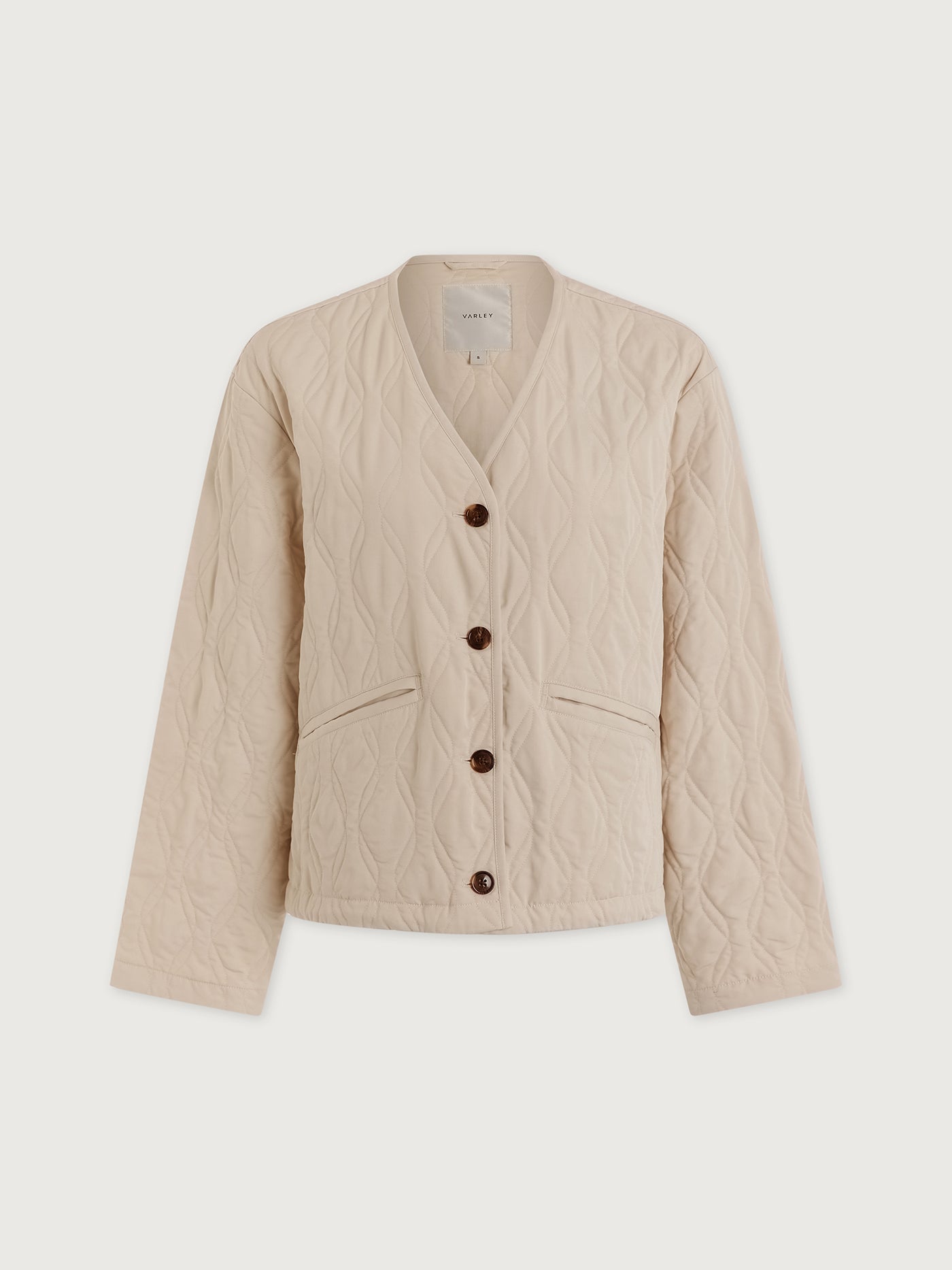 Varley Oat Milk Saba Quilted Jacket