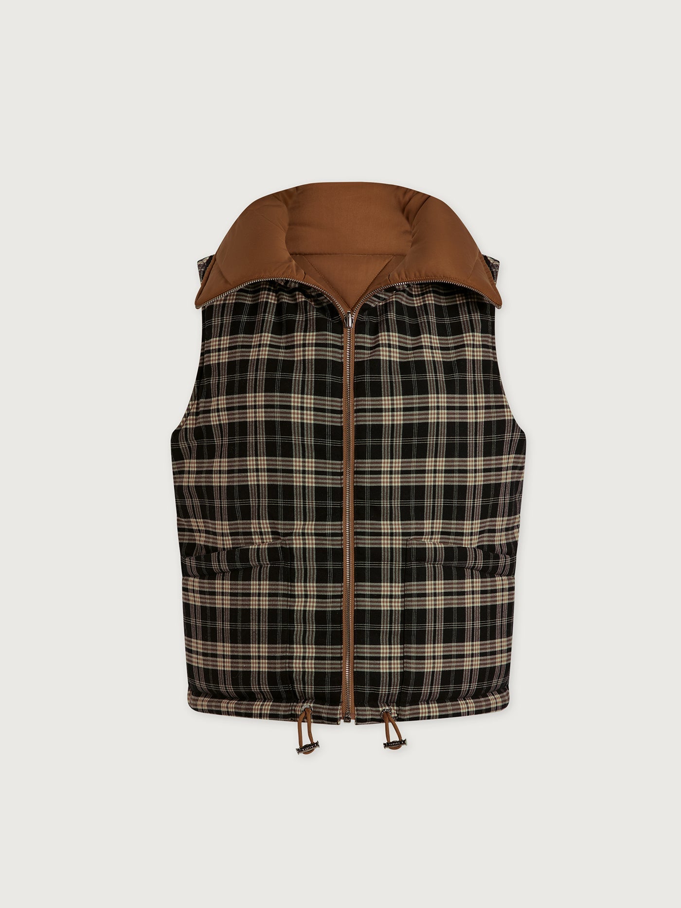 Varley Golden Bronze/ Navy Check Miya Reversible Gilet