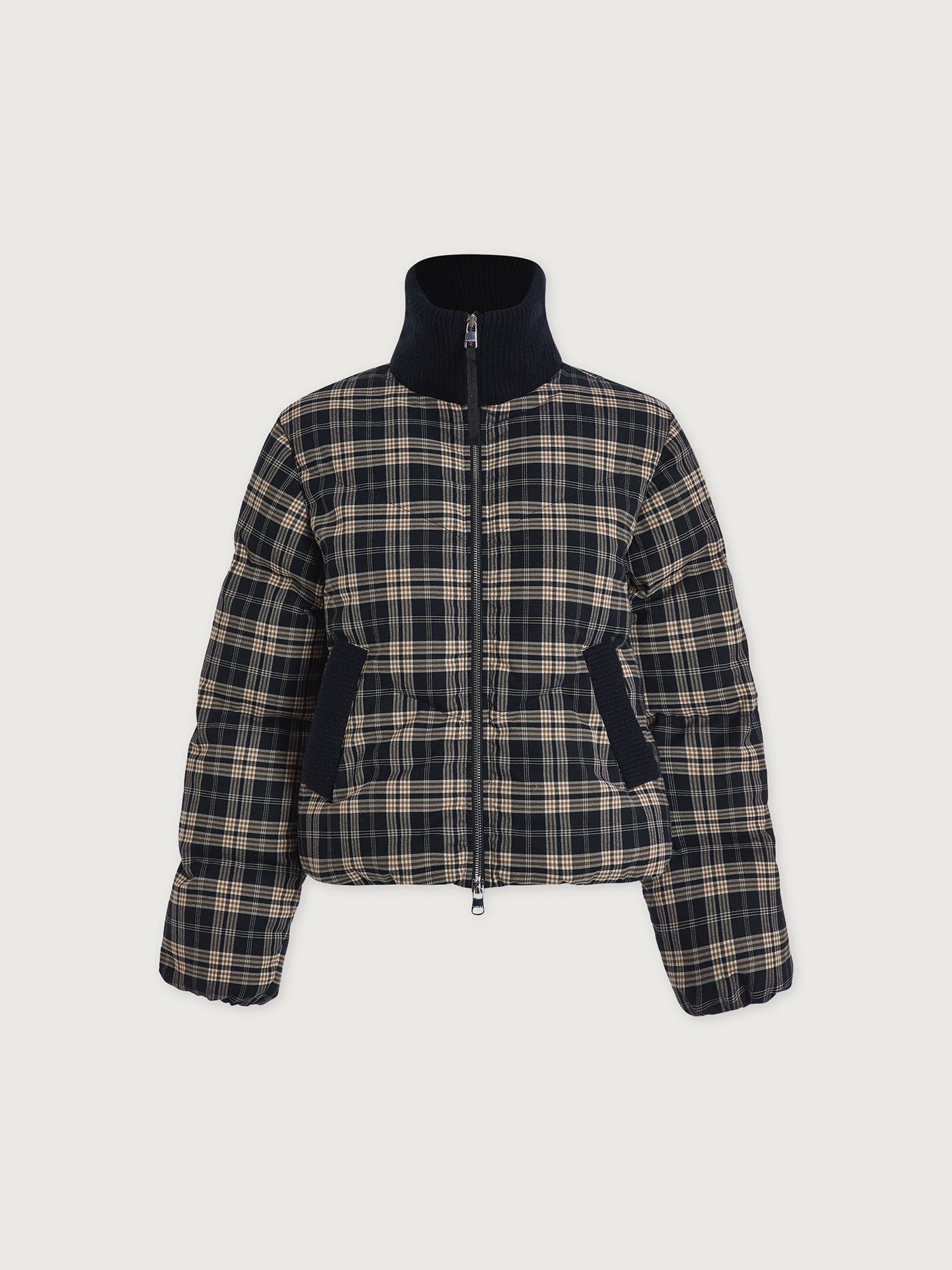 Varley Navy Check Bryony Short Puffer Jacket