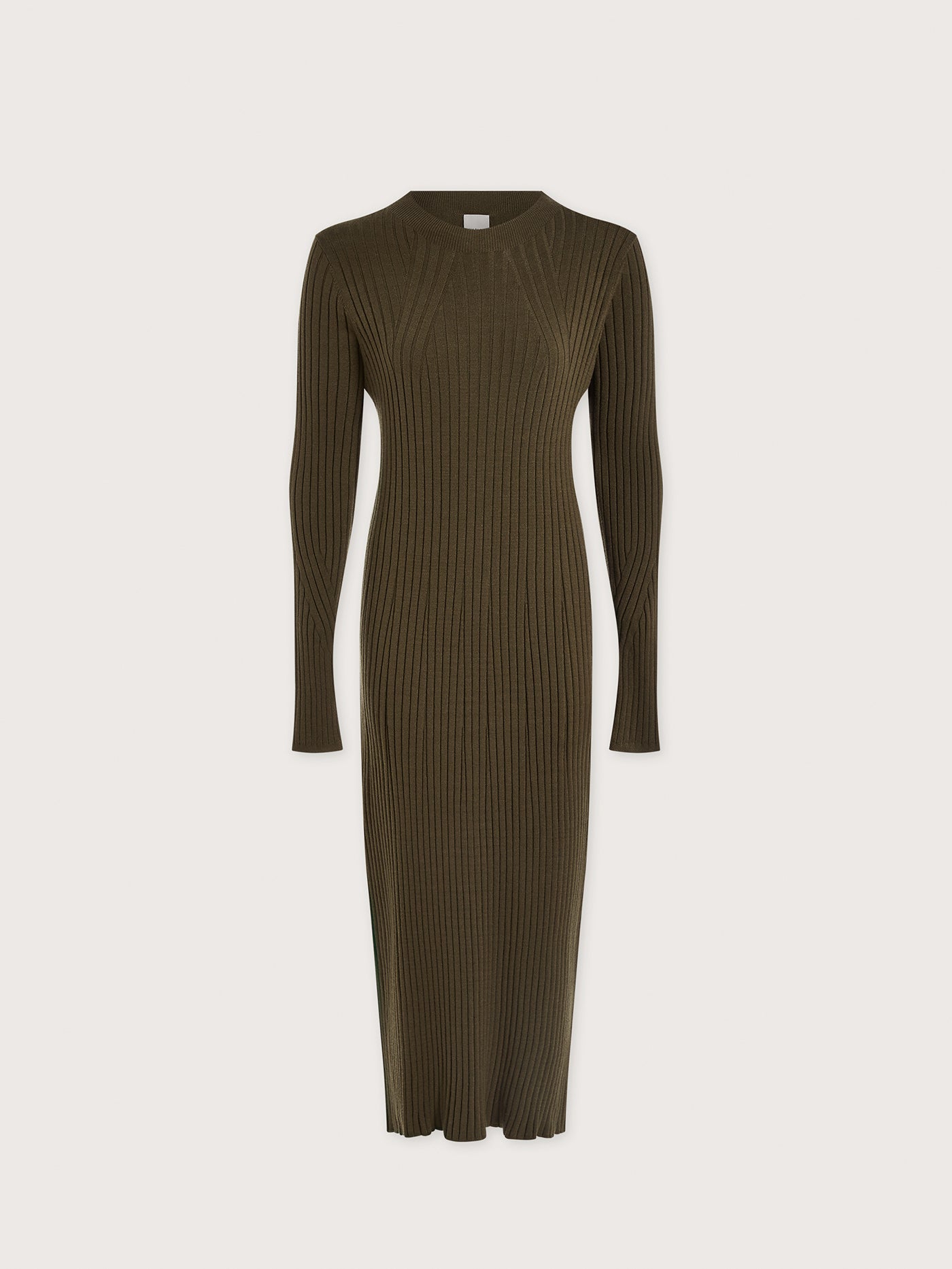 Varley Olive Night Axel Rib Knit Midi Dress