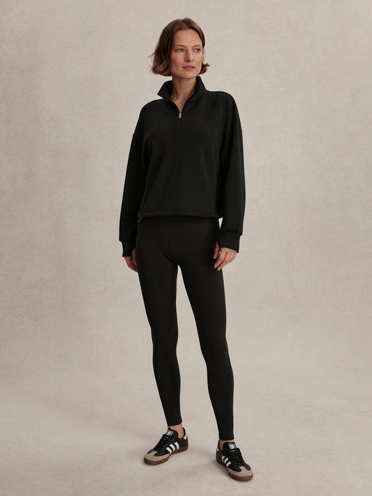 Varley Black Sian Cropped Half-Zip Active Sweatshirt