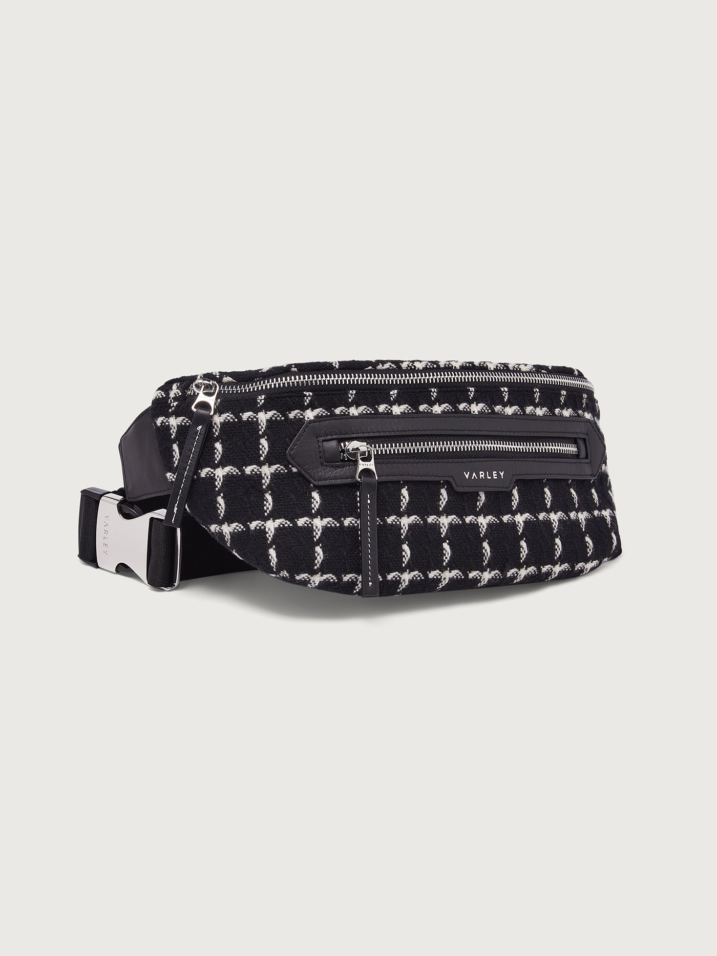 Varley Black Mono Check Roby Belt Bag