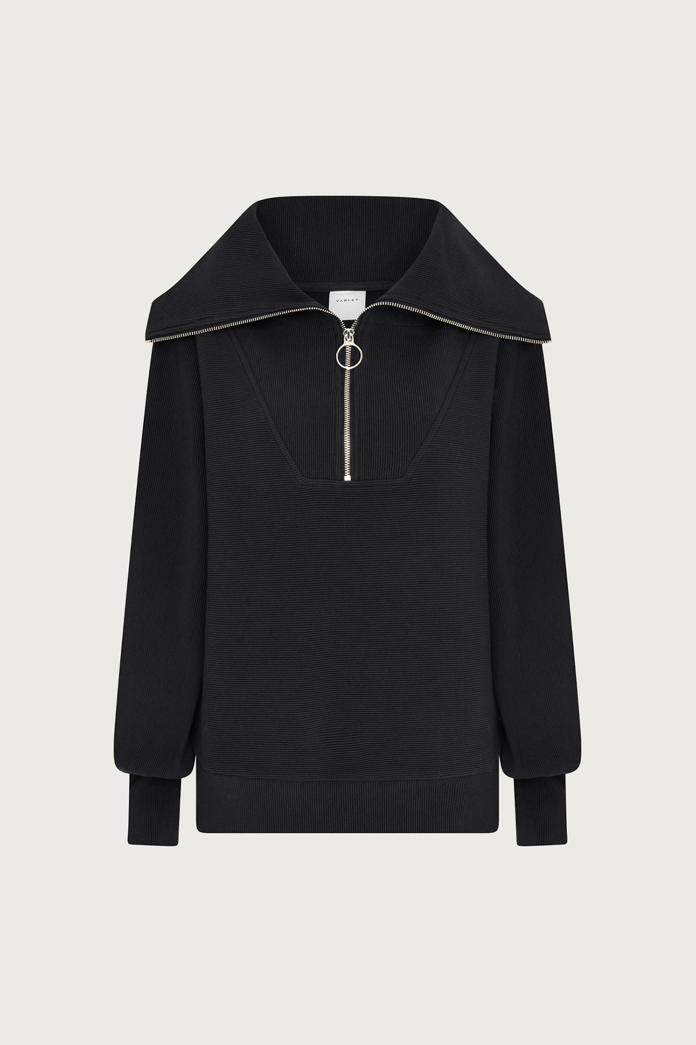Varley Black Vine Pullover | Ottoman Rib Half-Zip Pullover