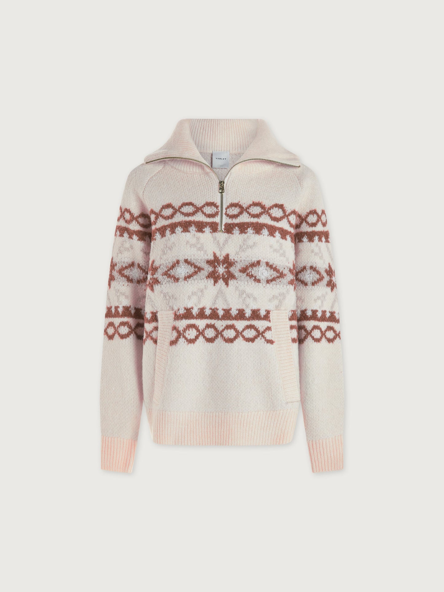 Varley Whitecap Grey Fairisle Cai Fairisle Half Zip
