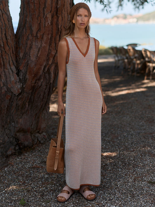 Varley Caramel Clay Albane Knit Dress