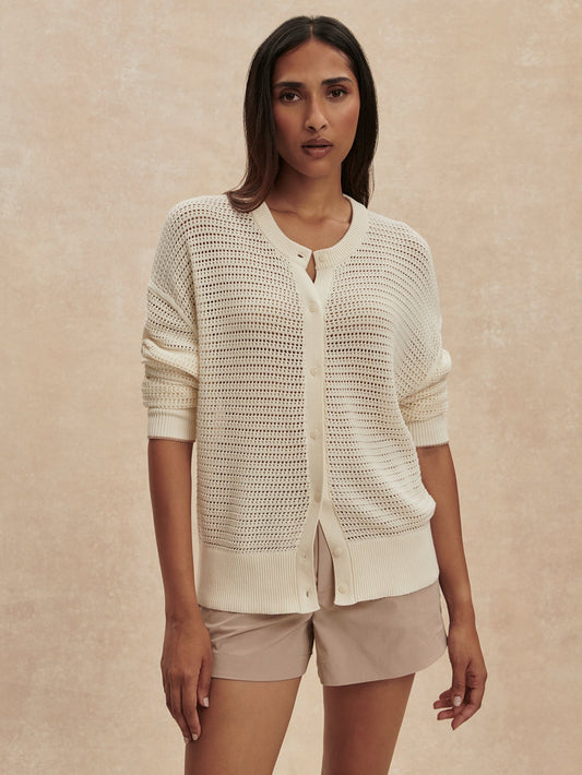 Varley Egret Pembroke Knit Cardigan