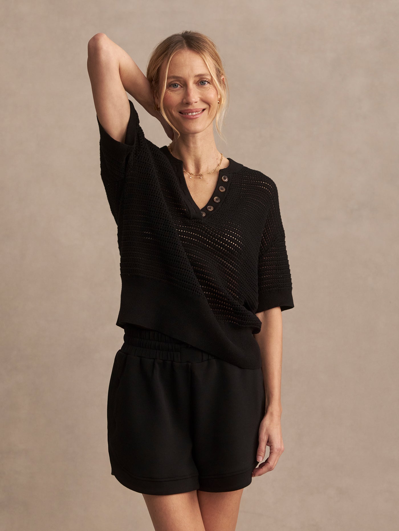 Varley Black Callie Knit Top