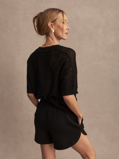 Varley Black Callie Knit Top