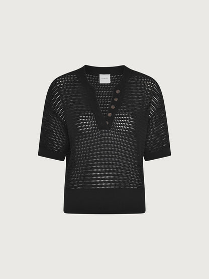 Varley Black Callie Knit Top