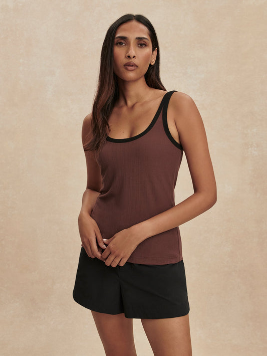 Varley Brown Stone Ayda Fitted Tank Top