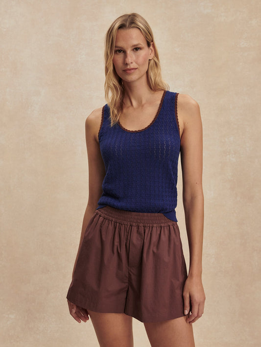 Varley Bright Navy Jocey Knit Top