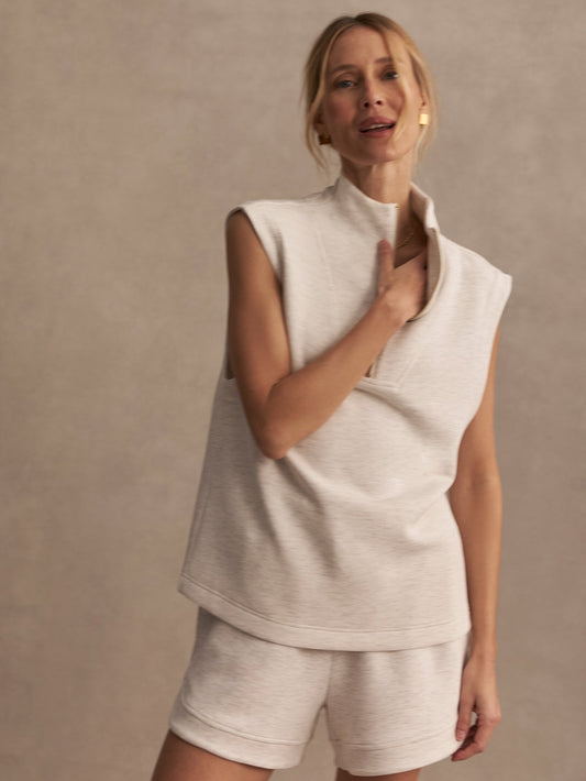 Varley Ivory Marl Magnolia Half Zip Tank 2.0