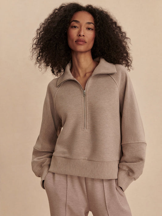Varley Taupe Marl Milano Half Zip Sweat
