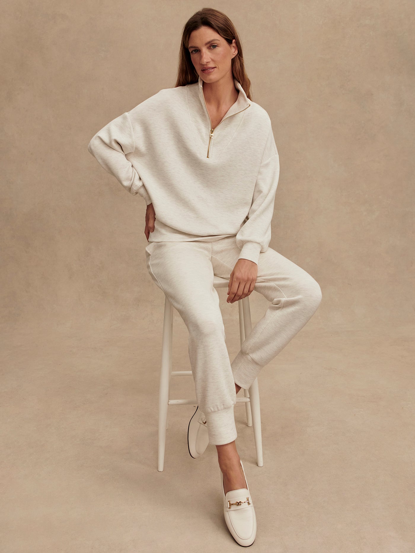 Varley Ivory Marl The Slim Cuff pant 27.5