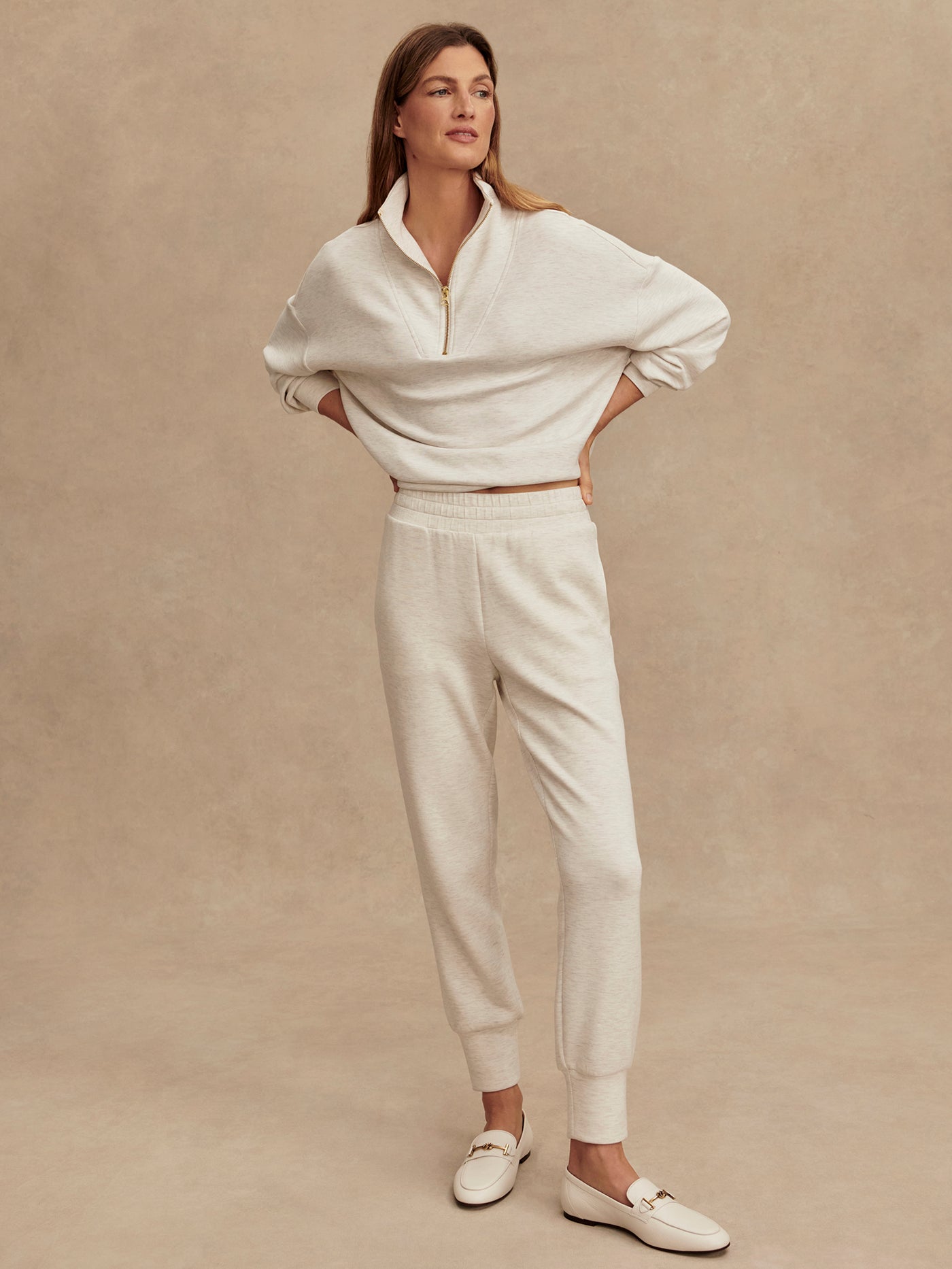 Varley Ivory Marl The Slim Cuff pant 27.5