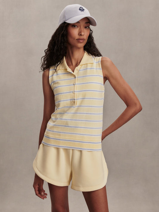 Varley Anise Flower/ Xenon Blue Rue Polo Tank Top