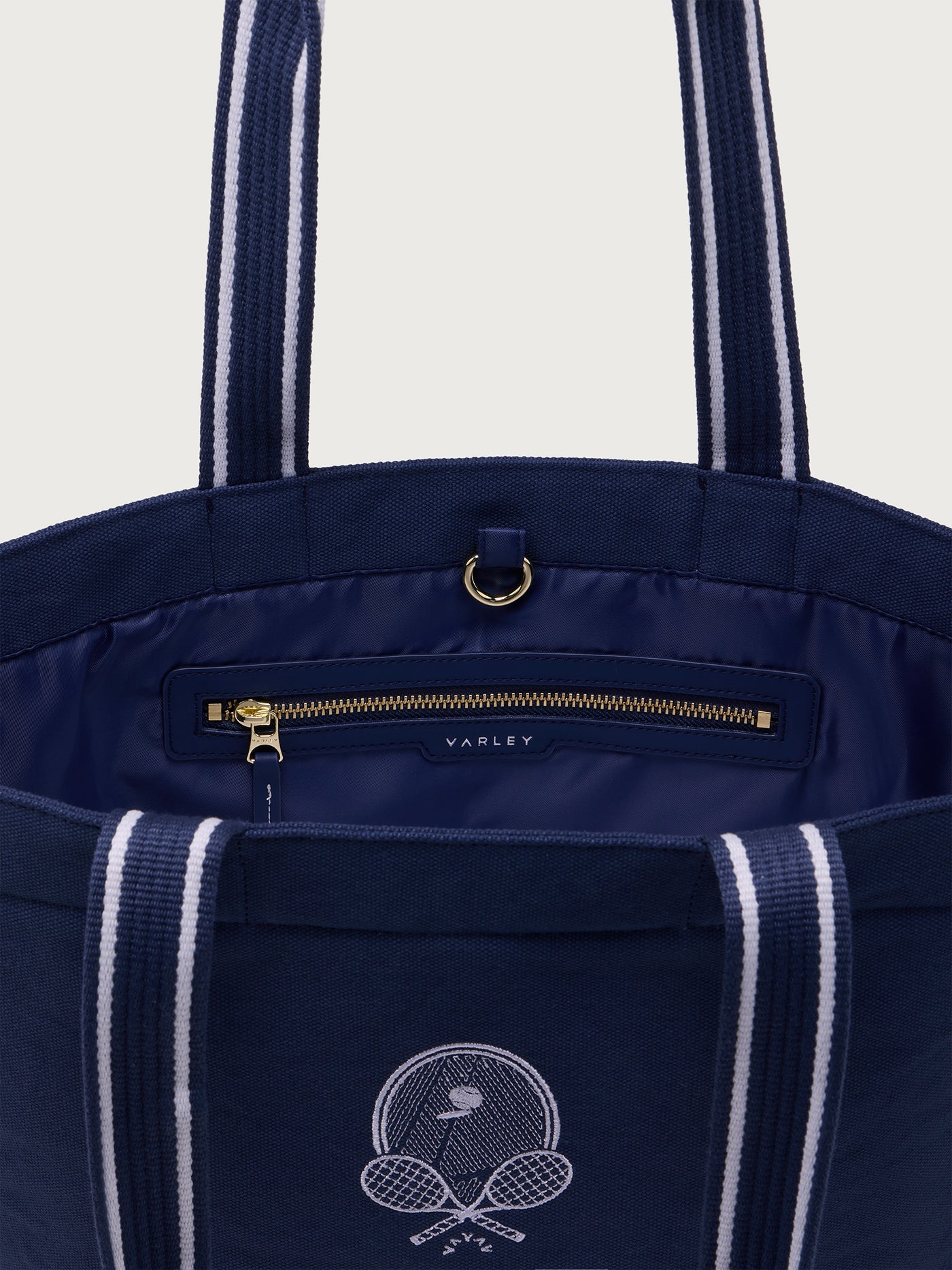 Varley Blue Nights/ White Robinson Canvas Club Tote Bag