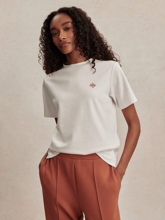 Varley White Stevie Branded Tee