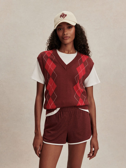 Varley Port/ Red Ruben Argle Knit Vest