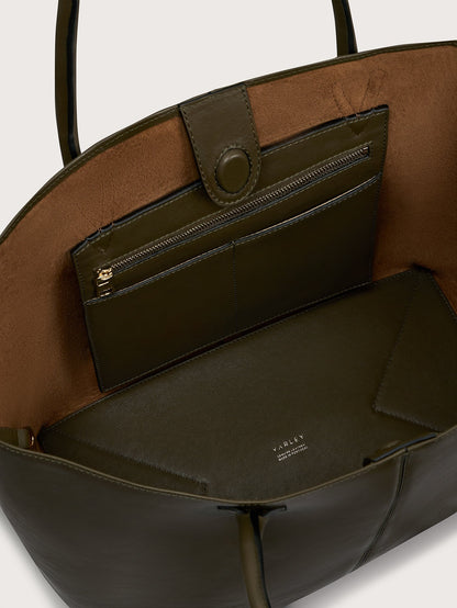 Varley Dark Olive Loene Tote Bag Medium Leather - Refined Everyday Style
