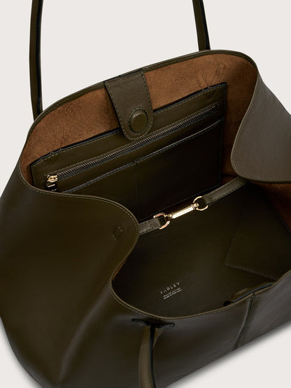 Varley Dark Olive Loene Tote Bag Medium Leather - Refined Everyday Style