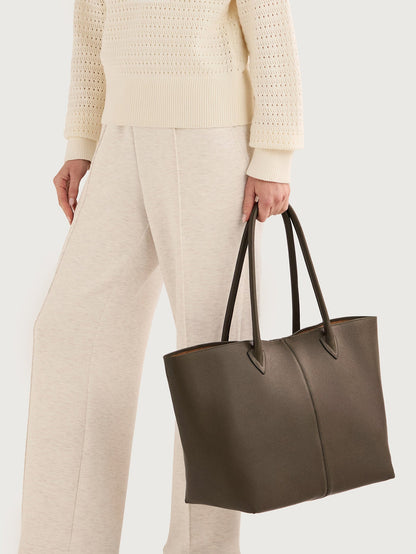 Varley Dark Olive Loene Tote Bag Medium Leather - Refined Everyday Style