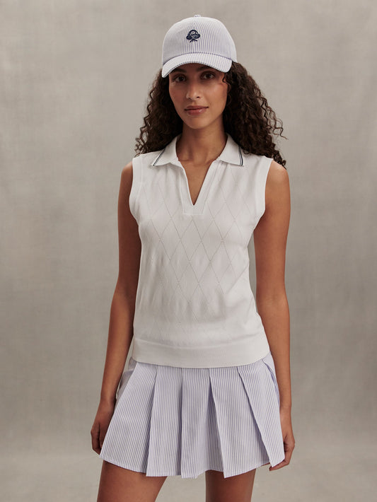 Varley White Marit Seamless Polo Shirt