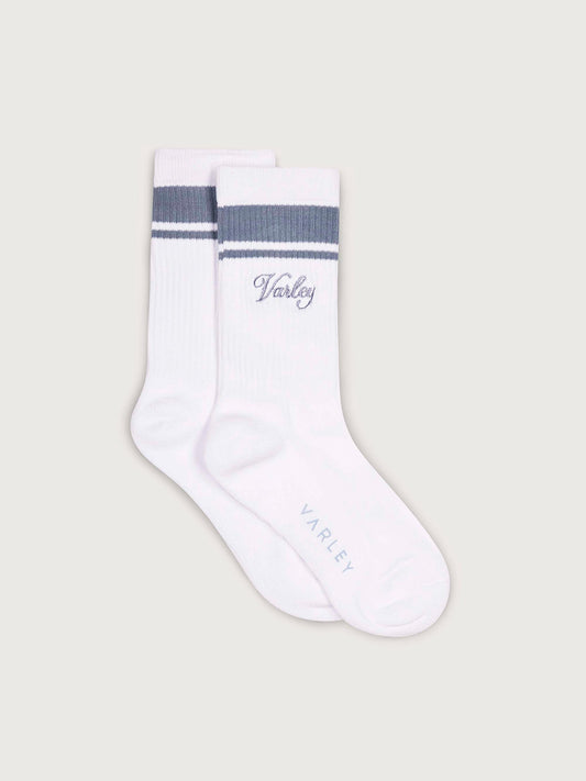 Varley White/ Ash Blue Lamar Club Stripe Sock