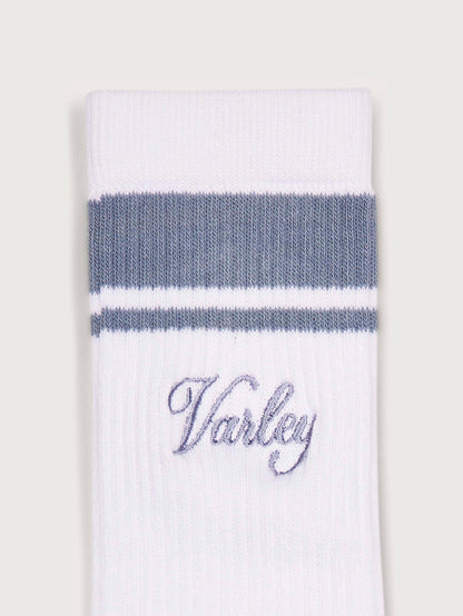 Varley White/ Ash Blue Lamar Club Stripe Sock