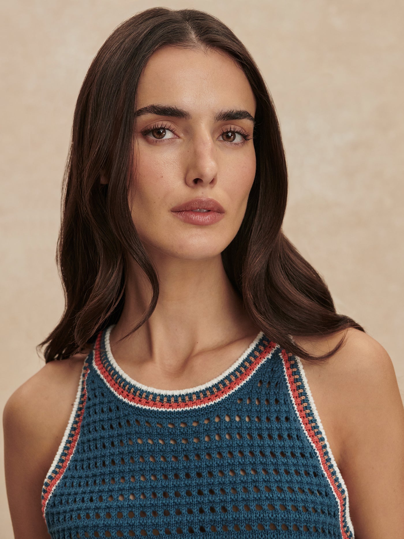 Varley Heron Blue Aberg Halter Knit Top