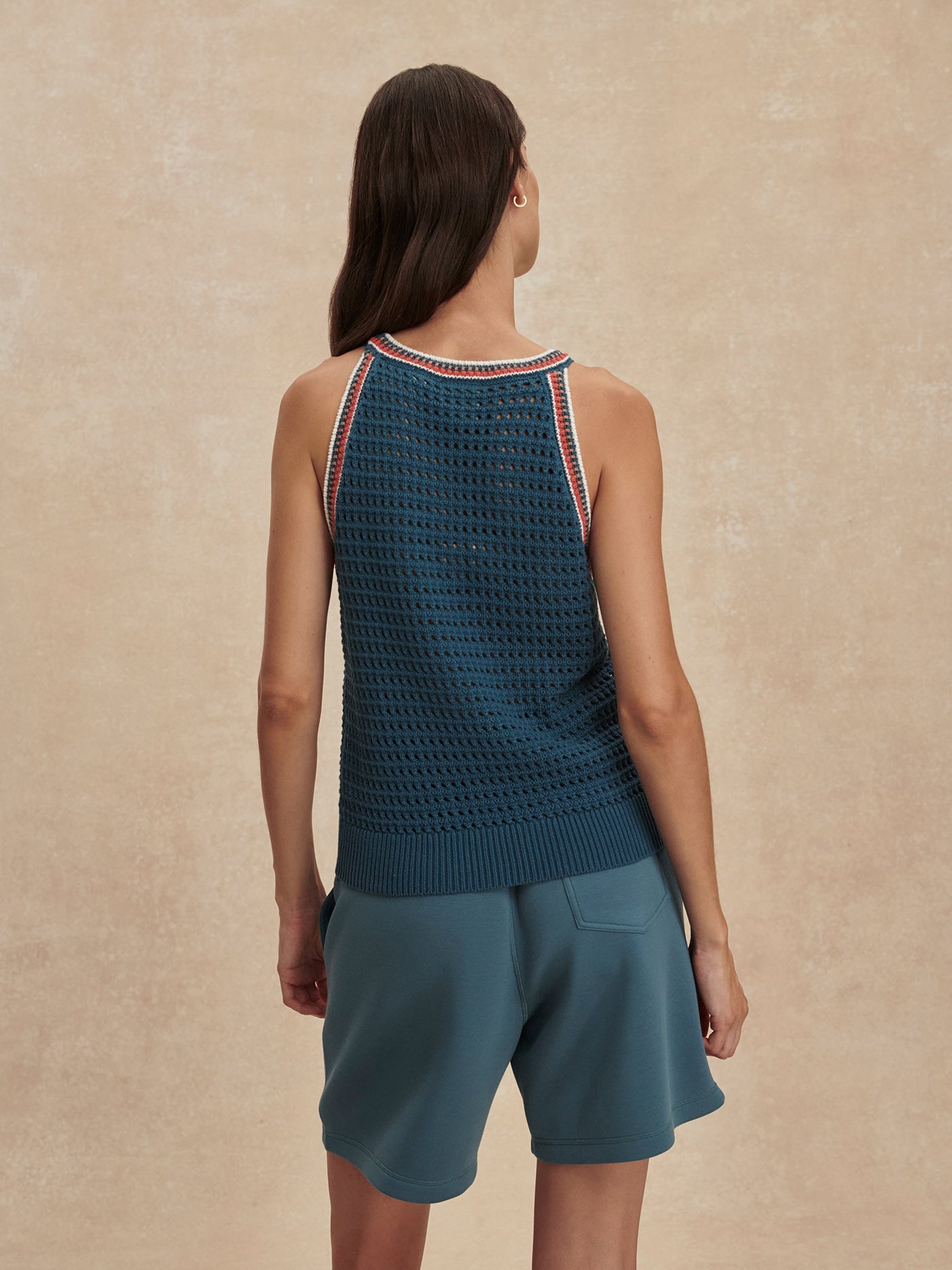 Varley Heron Blue Aberg Halter Knit Top