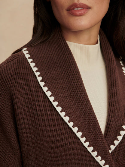Varley Coffee Bean Totley Shawl Collar Knit