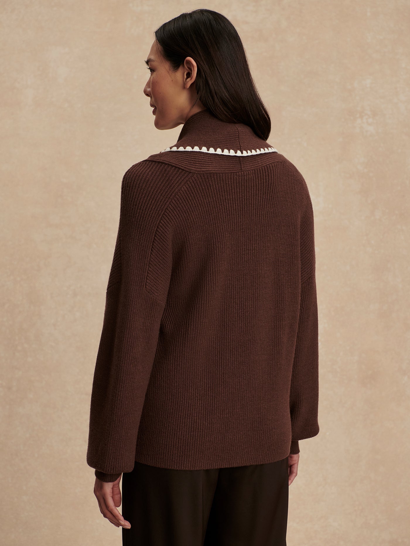 Varley Coffee Bean Totley Shawl Collar Knit