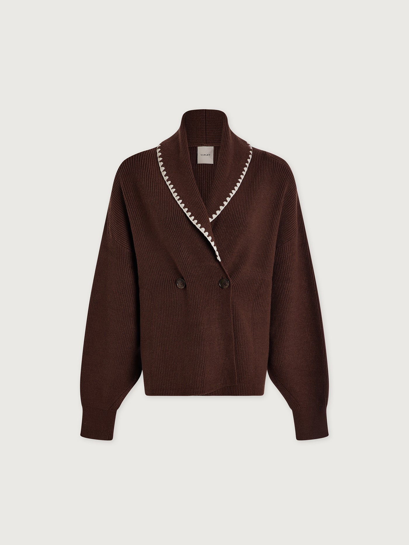 Varley Coffee Bean Totley Shawl Collar Knit