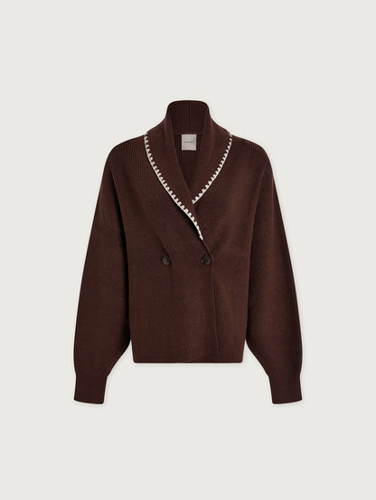 Varley Coffee Bean Totley Shawl Collar Knit