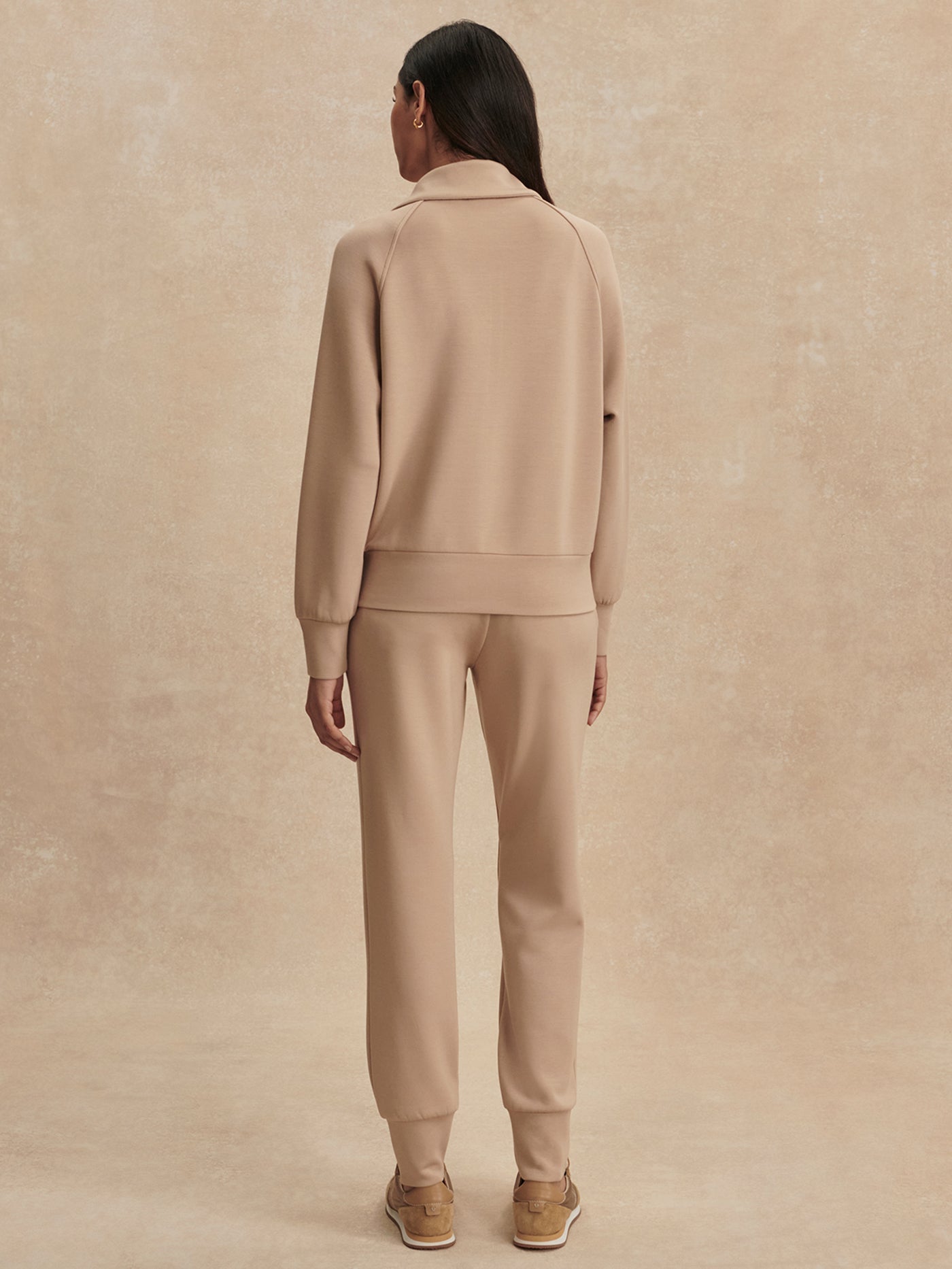 Varley Light Taupe Tyde Zip Through Sweat