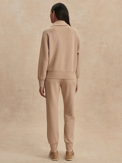 Varley Light Taupe Tyde Zip Through Sweat