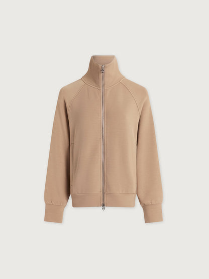 Varley Light Taupe Tyde Zip Through Sweat