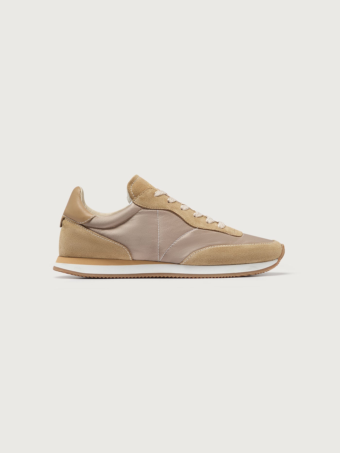 Varley Taupe Amera Runner Suede/Satin