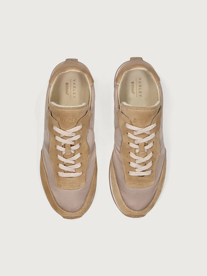 Varley Taupe Amera Runner Suede/Satin