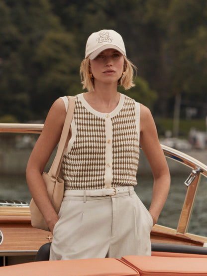 Varley Egret/ Golden Olive Aura Knit Top