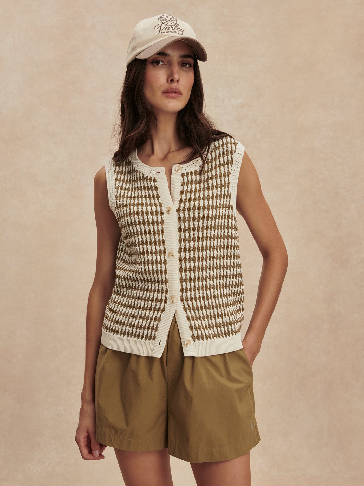 Varley Egret/ Golden Olive Aura Knit Top