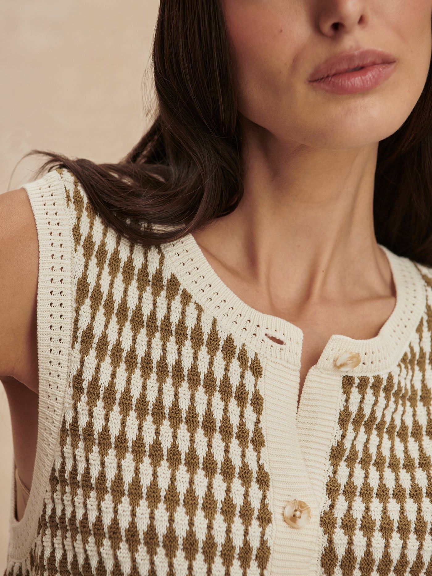 Varley Egret/ Golden Olive Aura Knit Top
