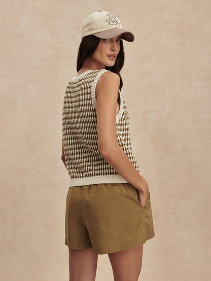 Varley Egret/ Golden Olive Aura Knit Top