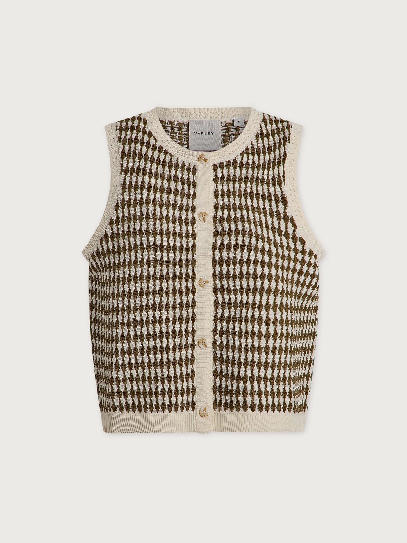 Varley Egret/ Golden Olive Aura Knit Top