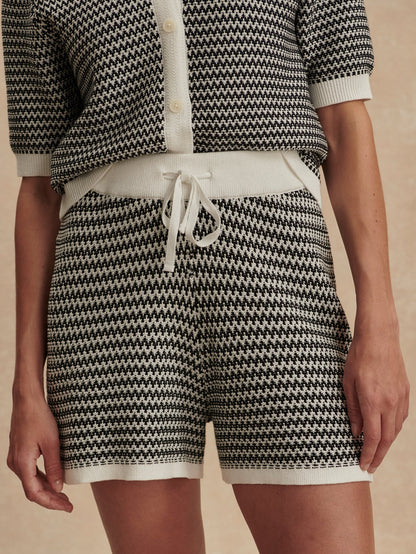 Varley Snow White/ Black Villiers Knit Short
