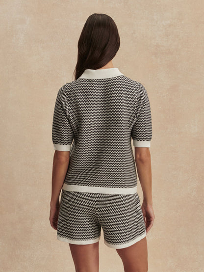 Varley Snow White/ Black Villiers Knit Short