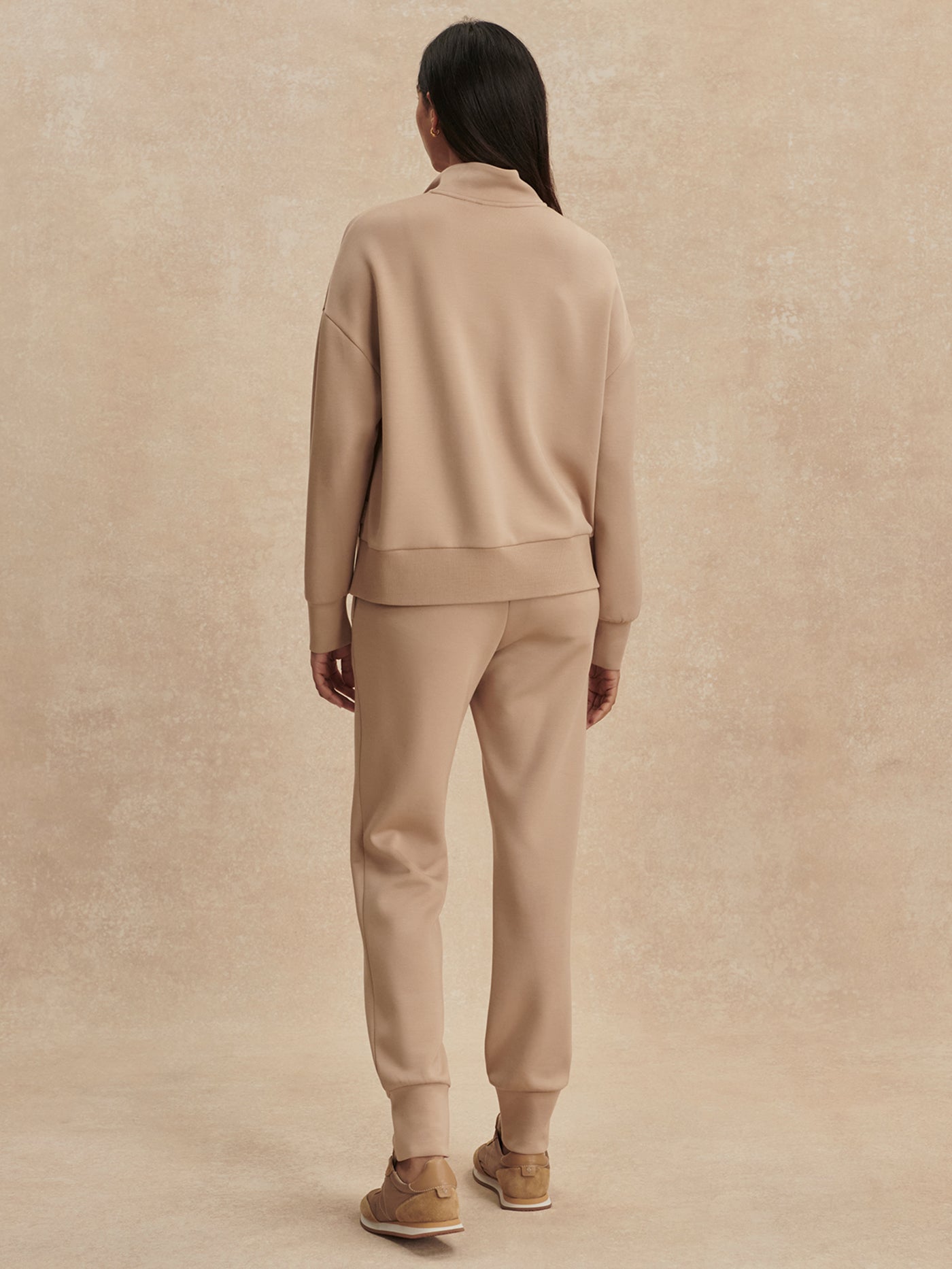 Varley Light Taupe Mavis Mock Neck Sweat