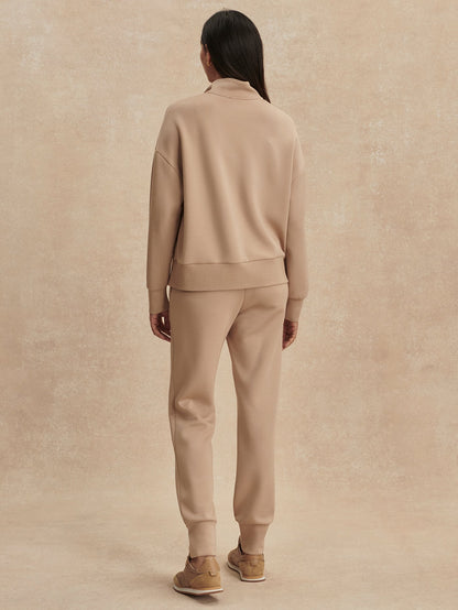 Varley Light Taupe Mavis Mock Neck Sweat
