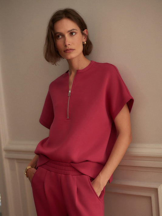 Varley Rich Raspberry Adria Half Zip Sweat